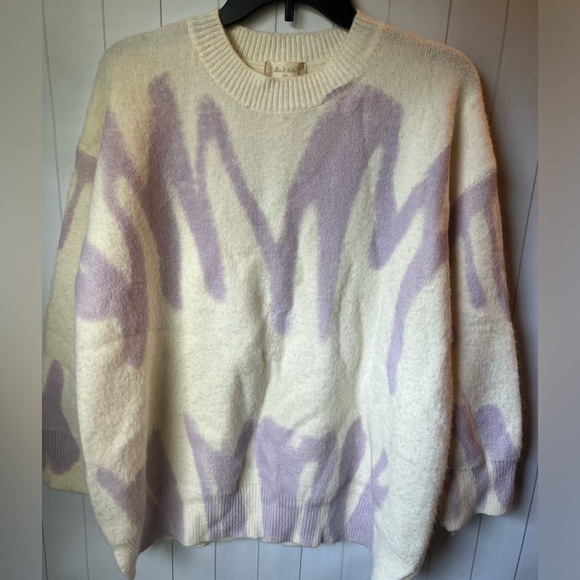 Altar’d State Oversized Purple Swirls Abstract Sweater - Picture 1 of 5